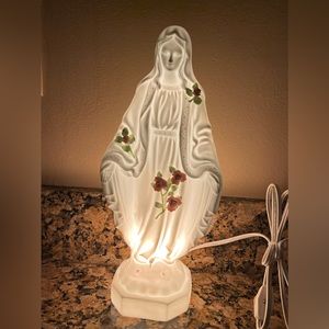 Madonna Lighted Bisque Statue
